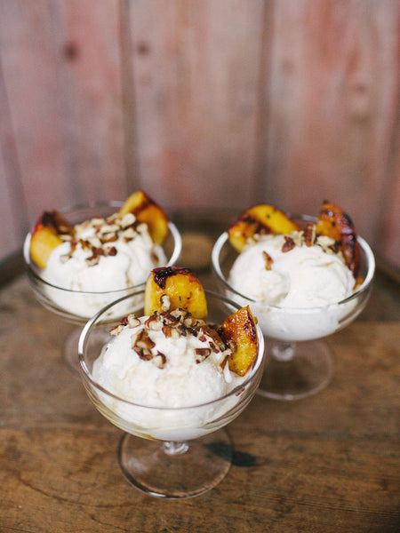 Ginger Maple Ice Cream with Grilled Peaches