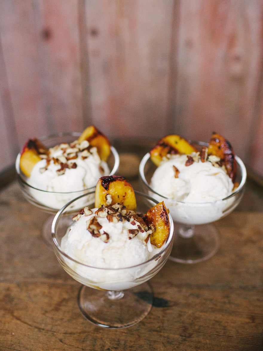 Ginger Maple Ice Cream with Grilled Peaches